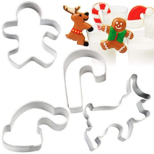 AussieSuperStore Homeware Supplies Stainless Steel Cutter Cake Baking Biscuit Christmas Decorations Set of 4 Set 4 Stainless Steel Cutter Cake Baking Biscuit Christmas Decoration CBCHRISMASCUTTER